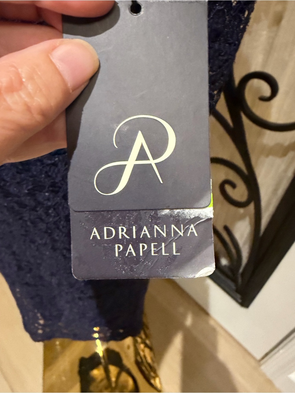 Adrianna Papell Navy Lace Midi Sheath Dress - Picture 8 of 9